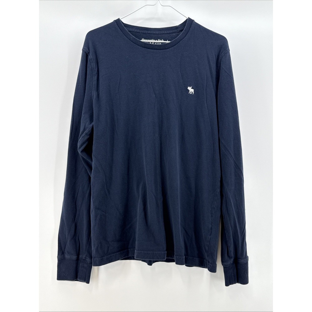 Abercrombie & Fitch Logo Sleep Shirt Mens Long Sleeve Blue/White Size Large